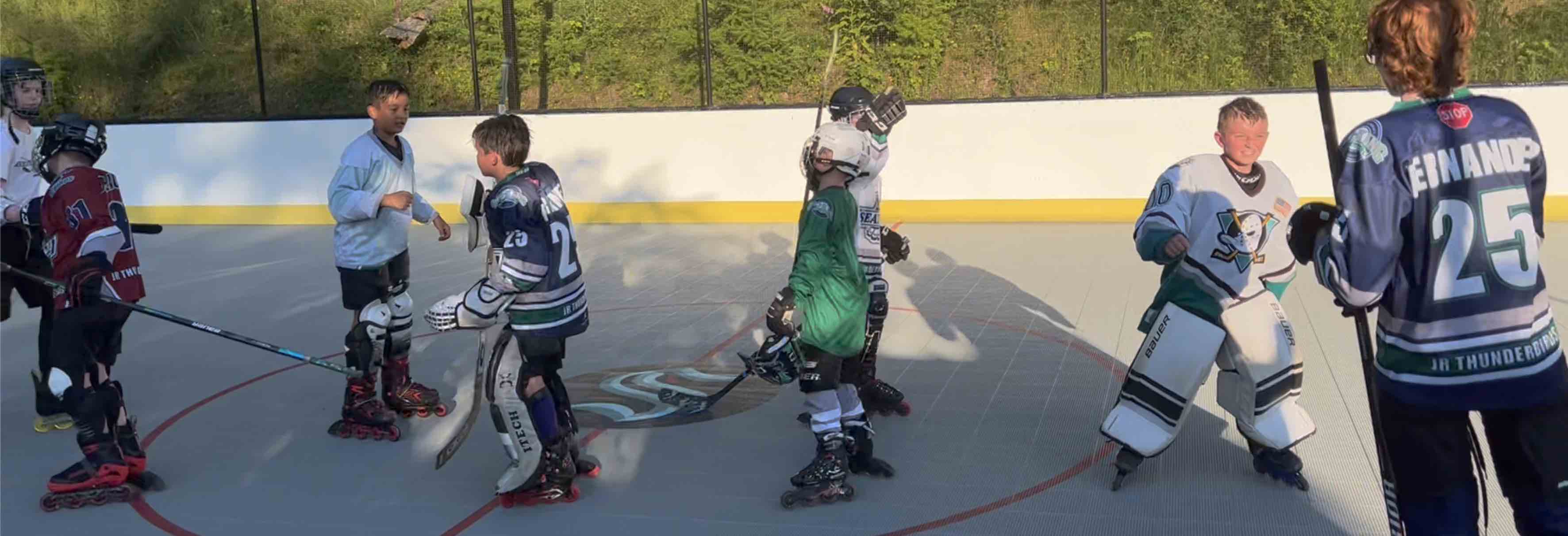 Photo of kids shaking hands after hockey